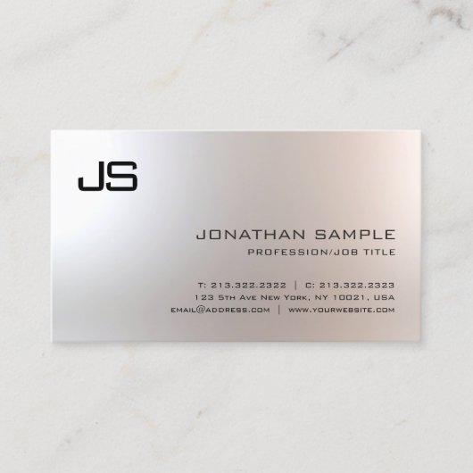 Elegant Monogram Eenvoudig Professioneel Glamour E Visitekaartje (Voorkant)