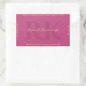 Elegant Monogram Eenvoudig Roze Modern Rechthoekige Sticker (Tas)