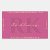 Elegant Monogram Eenvoudig Roze Modern Rechthoekige Sticker (Voorkant)
