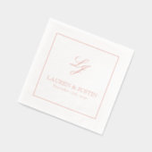 Elegant Monogram Eenvoudig Script Trouwen Roos Gou Folie Servetten (Links)