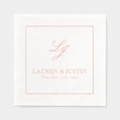 Elegant Monogram Eenvoudig Script Trouwen Roos Gou Folie Servetten (Voorkant)