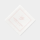 Elegant Monogram Eenvoudig Script Trouwen Roos Gou Folie Servetten (Rechts)