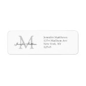 Elegant Monogram Eenvoudige Adresetiketten Etiket (Voorkant)