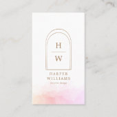 Elegant monogram eenvoudige boog | Blush Pink Visitekaartje (Voorkant)