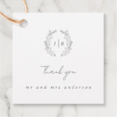 Elegant Monogram Eenvoudige bruiloft Dank u Bedankjes Labels (Voorkant)