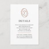 Elegant monogram Eenvoudige typografie Weddenschap Informatiekaartje (Voorkant)