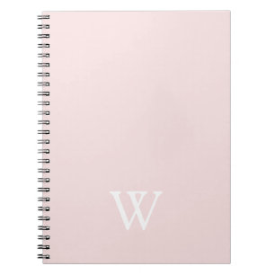 Elegant Monogram Eerste Rode Roze Notitieboek