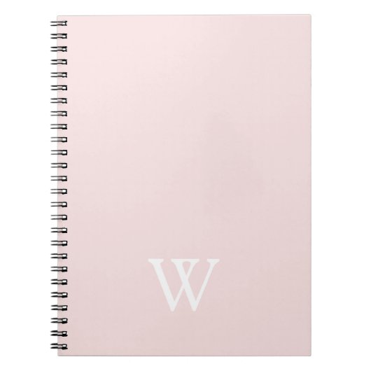Elegant Monogram Eerste Rode Roze Notitieboek (Voorkant)