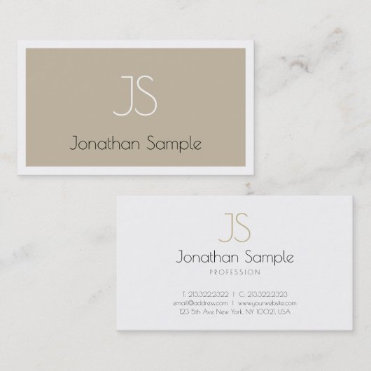 Elegant Monogram elite Design Sleek Plain Luxe Visitekaartje (Voorkant / Achterkant)