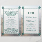 Elegant monogram en Blauwgroen Scallop Beach Wedde (Voorkant)