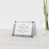 Elegant monogram en Blauwgroen Scallop Beach Wedde Bedankkaart (Voorkant)