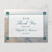 Elegant monogram en Blauwgroen Scallop Beach Wedde Briefkaart (Voorkant)