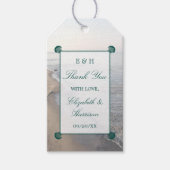 Elegant monogram en Blauwgroen Scallop Beach Wedde Cadeaulabel (Voorkant)