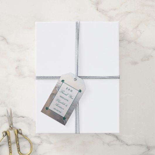 Elegant monogram en Blauwgroen Scallop Beach Wedde Cadeaulabel (Met Touw)