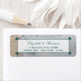 Elegant monogram en Blauwgroen Scallop Beach Wedde Etiket