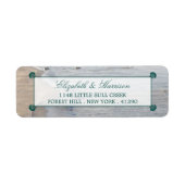 Elegant monogram en Blauwgroen Scallop Beach Wedde Etiket (Voorkant)