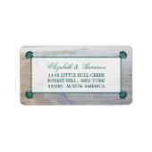 Elegant monogram en Blauwgroen Scallop Beach Wedde Etiket (Voorkant)