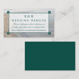 Elegant monogram en Blauwgroen Scallop Beach Wedde Informatiekaartje