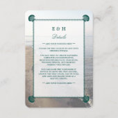 Elegant monogram en Blauwgroen Scallop Beach Wedde Informatiekaartje (Voorkant)
