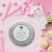 Elegant monogram en Blauwgroen Scallop Beach Wedde Papieren Bordje (Feest)