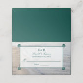 Elegant monogram en Blauwgroen Scallop Beach Wedde Plaatskaartje (Buitenkant ongevouwen)