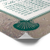 Elegant monogram en Blauwgroen Scallop Beach Wedde Poster (Hoek)