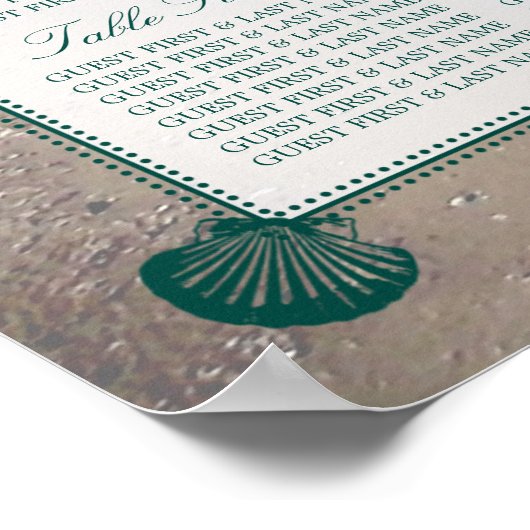 Elegant monogram en Blauwgroen Scallop Beach Wedde Poster (Hoek)