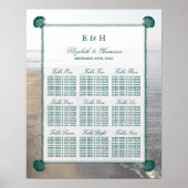 Elegant monogram en Blauwgroen Scallop Beach Wedde Poster (Voorkant)