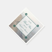 Elegant monogram en Blauwgroen Scallop Beach Wedde Servet (Hoek)