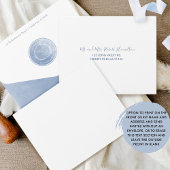 Elegant Monogram en Dusty Blue Waterverf Wedding All In One Uitnodiging