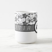 Elegant Monogram en Floral Pattern Koffiemok (Center)