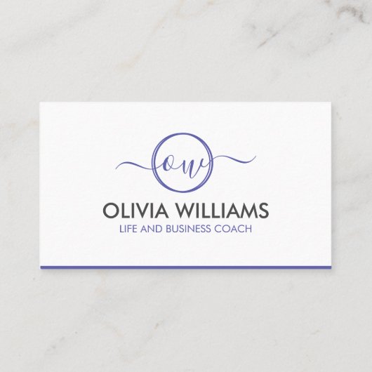 Elegant Monogram en foto Visitekaartje (Achterkant)