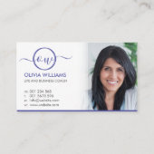 Elegant Monogram en foto Visitekaartje (Voorkant)