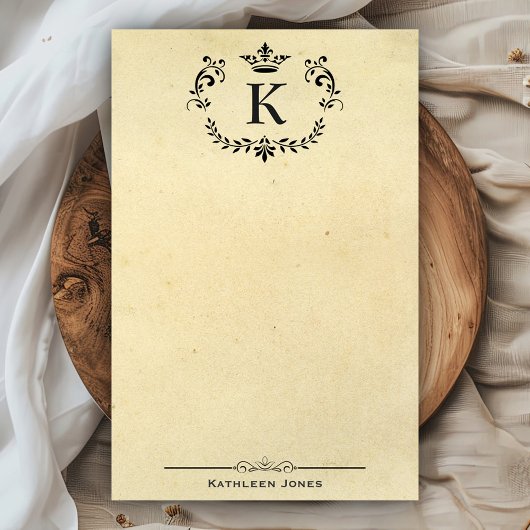 Elegant monogram en naam | Aangepast  papier