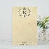 Elegant monogram en naam | Aangepast  papier (Staand voorkant)