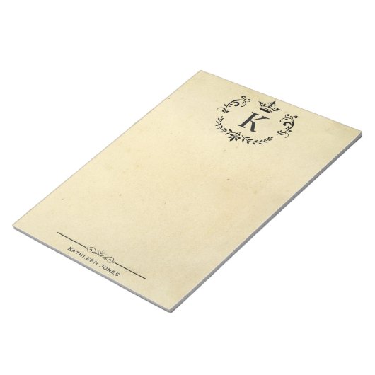 Elegant monogram en naam | Aangepast  papier Notitieblok (Schuin)