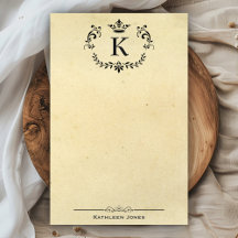 Elegant Monogram en Naam | Aangepast Vintage Papie