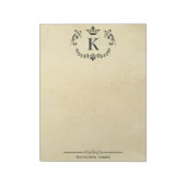 Elegant Monogram en Naam | Aangepast Vintage Papie Notitieblok (Linkerzijde)
