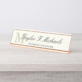 Elegant monogram en naam bureau naambordje (Voorkant)