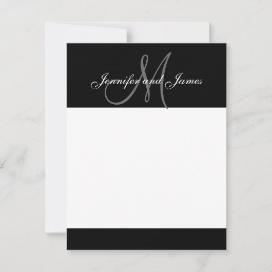 Elegant Monogram en Namen Newly Wed Note Cards Kaart (Voorkant)