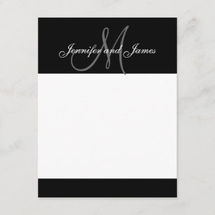Elegant Monogram en Namen Newly Wed Note Cards Kaart