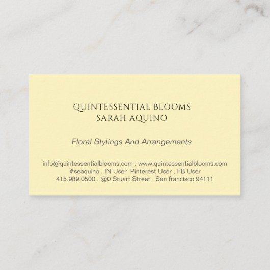 Elegant monogram en roze roze rozen Florist Visitekaartje (Achterkant)