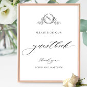 Elegant Monogram en Script Bruiloft Gastenboek Sig Poster