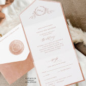 Elegant Monogram en Terracotta Waterverf Wedding All In One Uitnodiging