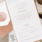 Elegant Monogram en Terracotta Waterverf Wedding All In One Uitnodiging