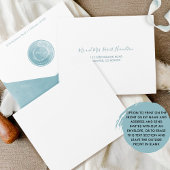 Elegant Monogram en Zee Glass Waterverf Wedding All In One Uitnodiging