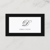 Elegant Monogram Encadré Zwart Lijst Visitekaartje (Voorkant)