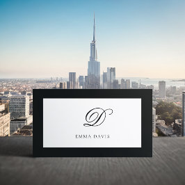 Elegant Monogram Encadré Zwart Lijst Visitekaartje