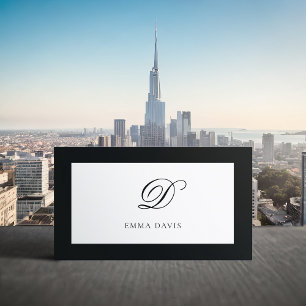Elegant Monogram Encadré Zwart Lijst Visitekaartje