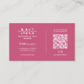 Elegant Monogram Estheetica Pink Wit Visitekaartje (Achterkant)